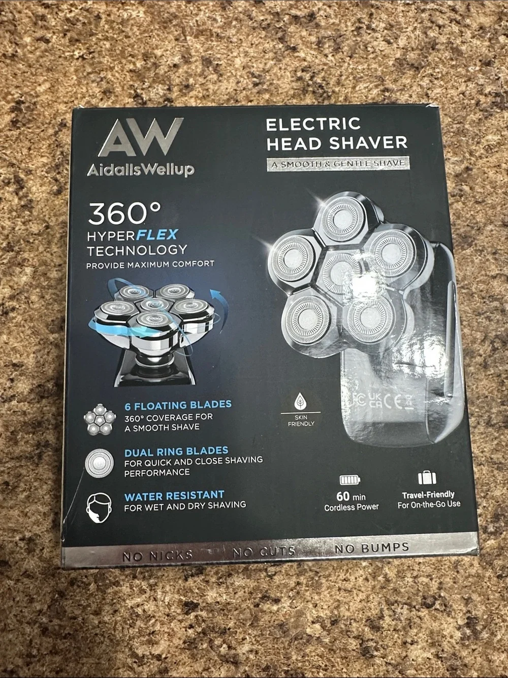 NEW AidallsWellup AW Electric Head Shaver 6 Floating Blades